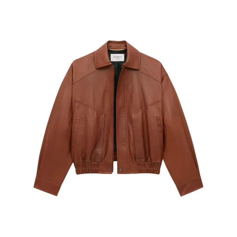 SAINT LAURENT Leather Bomber Jacket-1