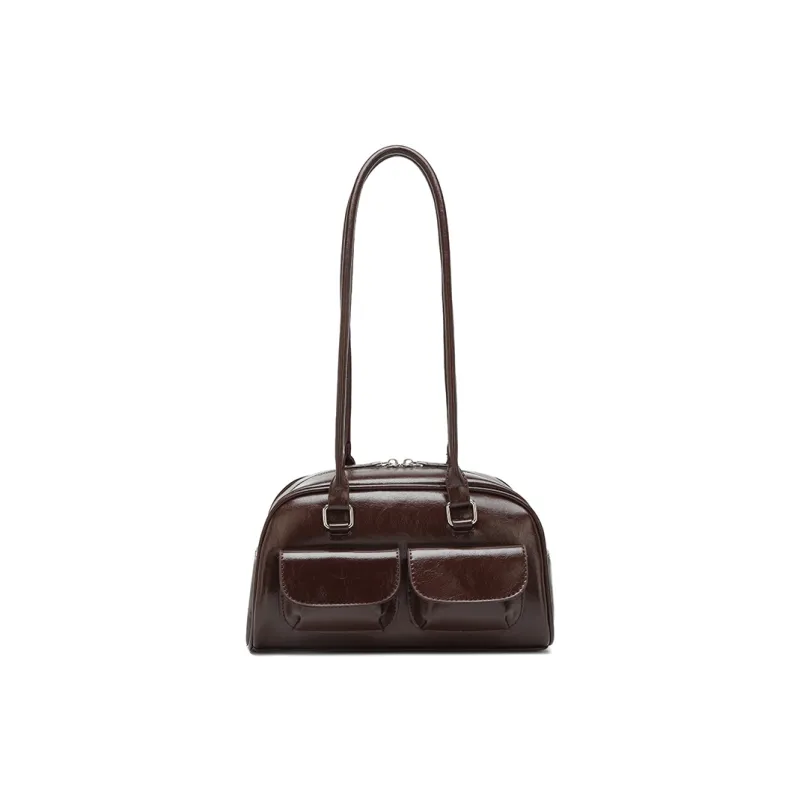 SEPTWOLVES PU Shoulder Bag Large Size Women's Black/White/Brown/Blue/Burgundy-8