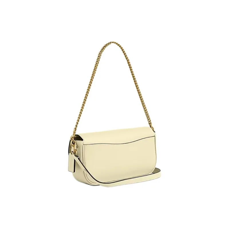 COACH Brook Flap Leather Shoulder Bag Medium Size Women's Yellow-1