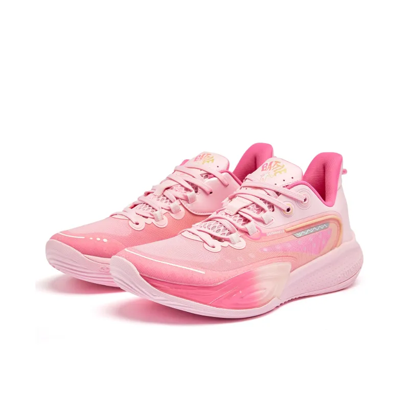 QIAODAN Cushioning Coverage Rebound Anti Twist Breathable Slip Resistant Low Top Basketball Shoes Men's Pink-2