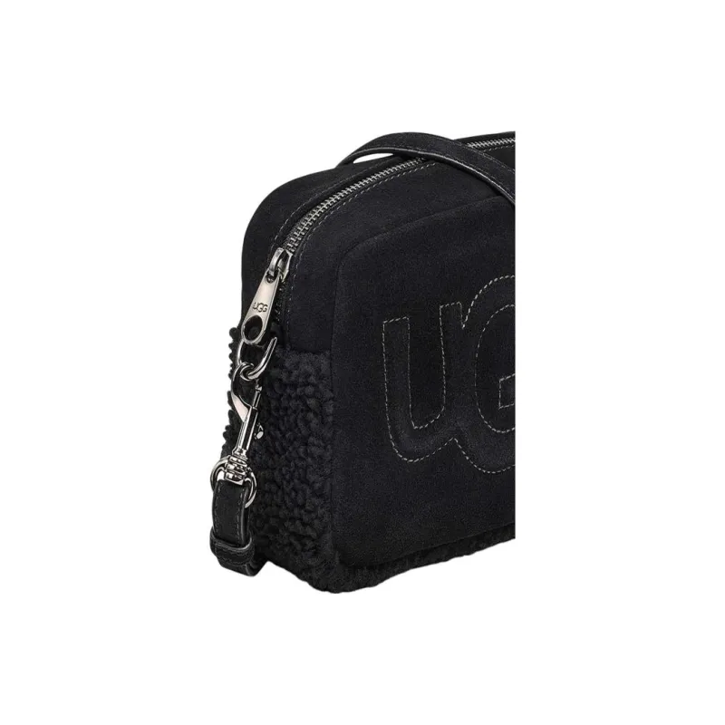 UGG Sheep Wool Leather Crossbody Bag Shoulder Bag Small Size Women's Black-4