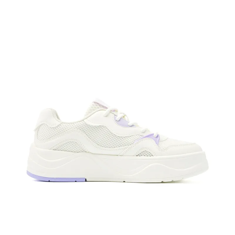 QIAODAN Anti Slip Wear Resistant Low Top Skateboard Shoes Women's White Purple-1