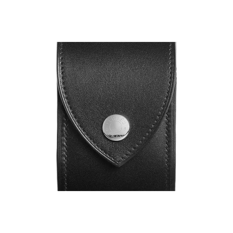 HERMES Tadelakt Calfskin Wrist Watch Storage Bag Large Size Women's 89 Noir Black-2