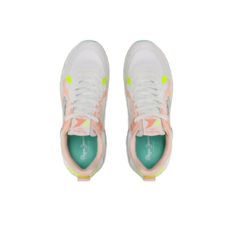 Pepe Jeans Brit Pro Bright Low Top Casual Shoes Women's White Pink-3