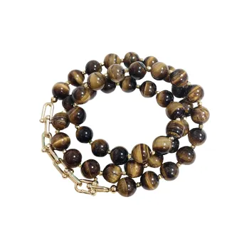 VERENA REINE Tiger's Eye Stone Beaded Bracelet Necklace Dual Use Women's