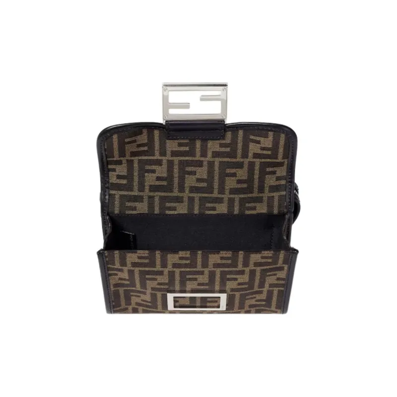 FENDI Baguette Polyester Crossbody Bag Men's Brown-3