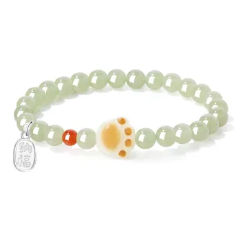 Lao Feng Xiang Hetian Jade Bracelets Green Jade Women's