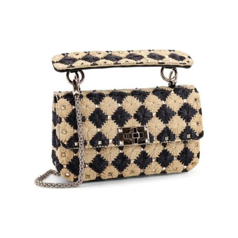 Valentino Raffia Shoulder Bag Crossbody Bag Handbag Women's Beige-1