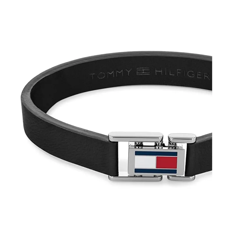 Tommy Hilfiger Leather Wristbands Men's Black-1
