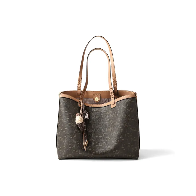 MashaLanti PVC With Synthetic Leather Shoulder Bag Tote Bag Regular Women's Coffee & Tea Brown-1