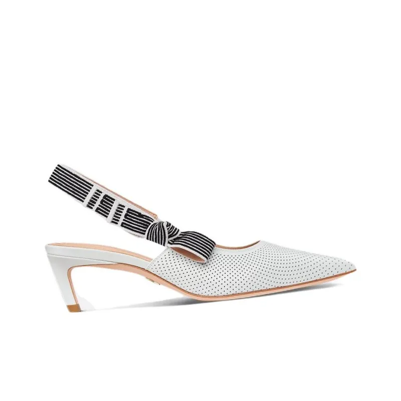 DIOR Toujours Slim Heel High Heels 5cm Women's White-1