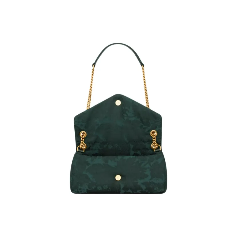 SAINT LAURENT Calypso Viscose Shoulder Bag Trumpets Women's Emerald Green-5