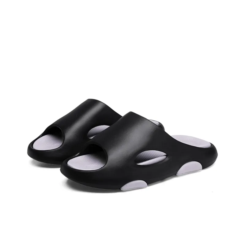 PLAY COBBLER Rubber Sole Cut Out Slip Resistant Abrasion Resistant Massage Slide Slippers Men's-2