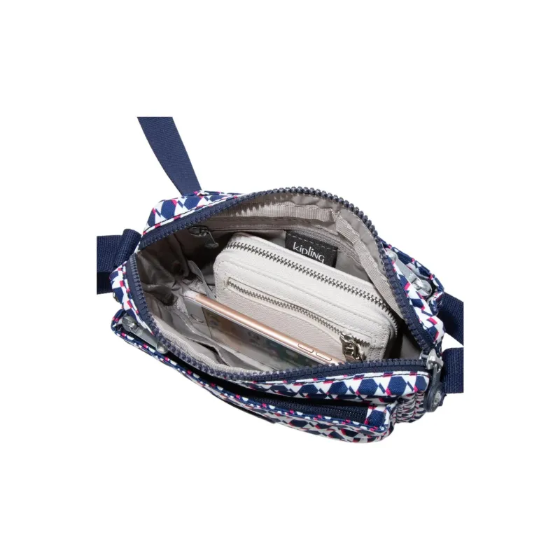 Kipling Polyester Shoulder Bag, Crossbody Bag Women's Blue & White-3