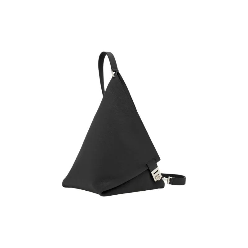 FERRAGAMO Calfskin Crossbody Bag Sling Bag Medium Size Men's Black-0