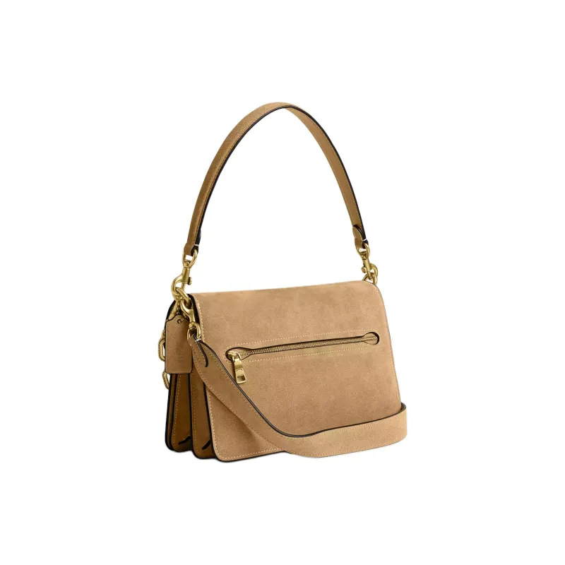 COACH Suede With Calfskin One Shoulder Handbag Tubas Women's Brass Sand Color-1