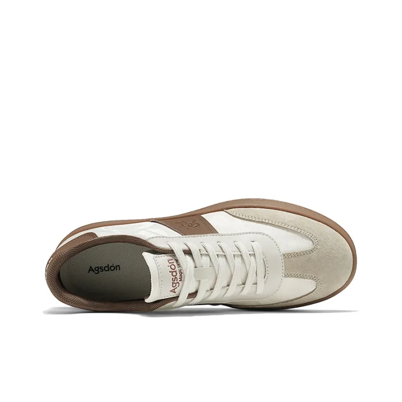AGSDON Non-slip Lightweight Low-Top Skateboard Shoes Men's Beige Brown-16