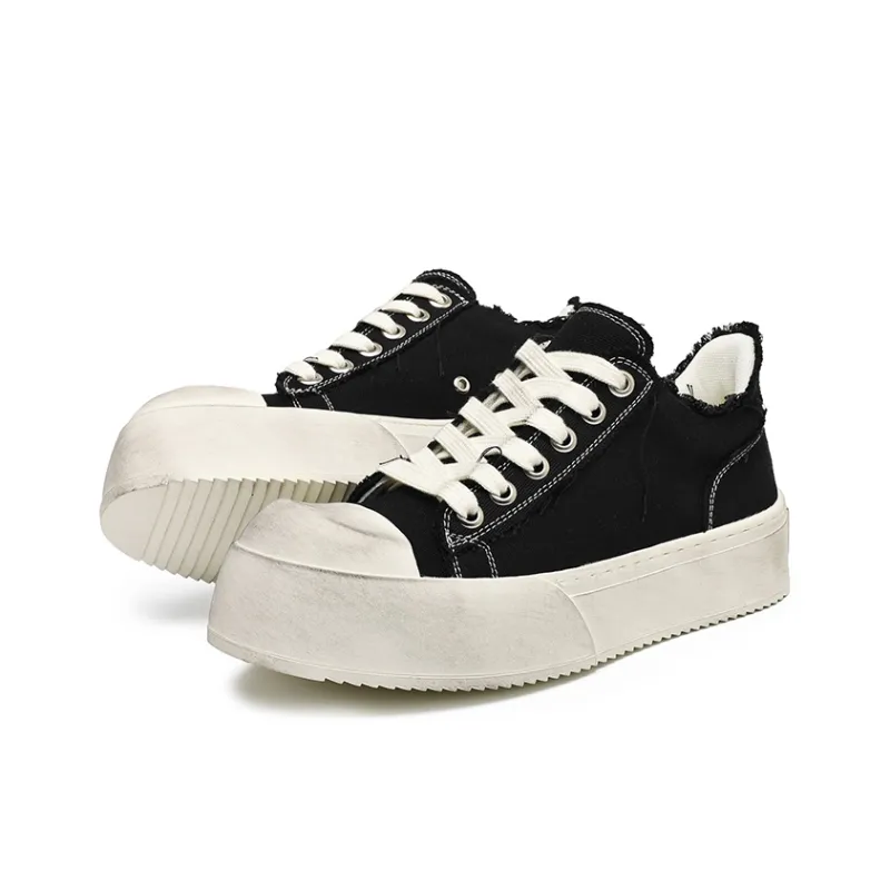 KUNGFUDEER Thread Line Collection Canvas Shoes Unisex Black-2