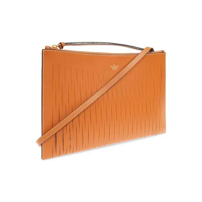 MCM Aren Nappa Leather Clutch Medium Size Women's Brown-1