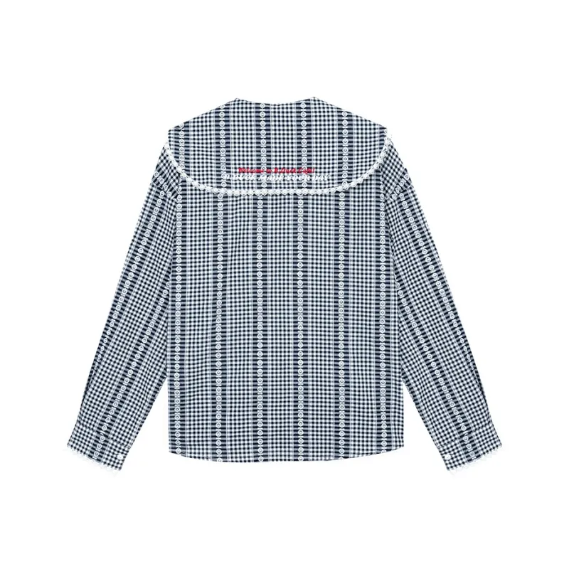 B.Duck Shirt Women's Black White Plaid-1