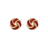 Vintage Drip Glaze Stud Earrings-Burgundy