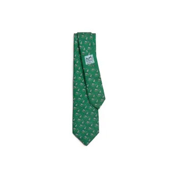 HERMES Mulberry Silk Ties Men's Green