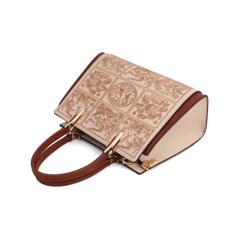 COMELY Cow Leather Mom Bag Handbag Shoulder Bag Crossbody Bag Regular Women's Beige Apricot-2