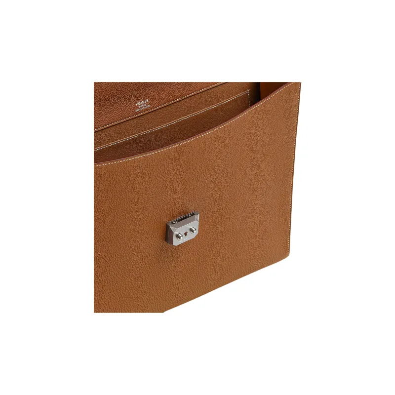 HERMES Sac A Depeches Togo Calfskin Business Bag Handbag Briefcase Regular Men's 37Gold Gold Brown-3