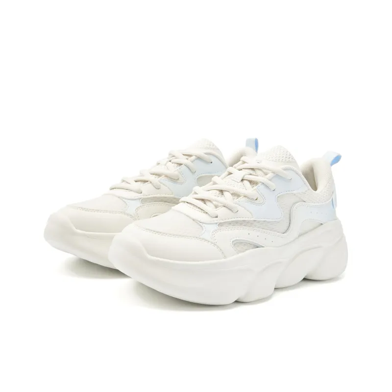 QIAODAN Anti Slip Wear Resistant Low Top Casual Shoes Women's White Blue-2