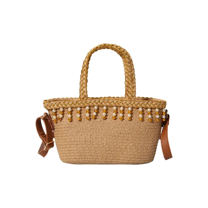 JIANGLIDA Woven Crossbody One Shoulder Handbags Regular Women's Ecru/Khaki-8