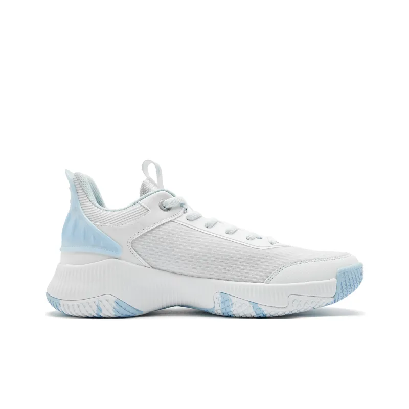 QIAODAN Cushioning Coverage, Rebound, Breathable, Slip Resistant Low Top Basketball Shoes Men's White Blue-1
