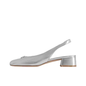 LOUIS VUITTON Swing Chunky Heel High Heels 3.5cm Women's Silver