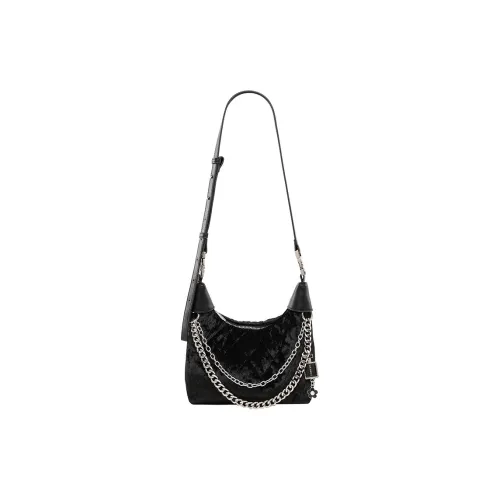 DAPHNE Polyester Flannel Shoulder Bag Women's Black