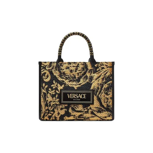 FANSIZHE Barocco Viscose Tote Bag, Shopping Bag, Shoulder Bag, Handbag Small Size Women's Black & Gold