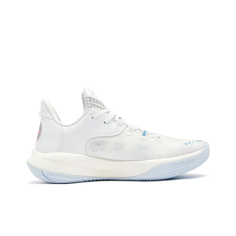 QIAODAN Cushioning Coverage Rebound Anti Twist Breathable Slip Resistant Low Top Basketball Shoes Men's White Blue-1