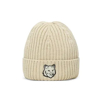 Maison Kitsune Bold Fox Head Patch Knitted Beanie