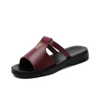 Reivanti PU Polyurethane Slip Resistant Slide Slippers Women's Burgundy