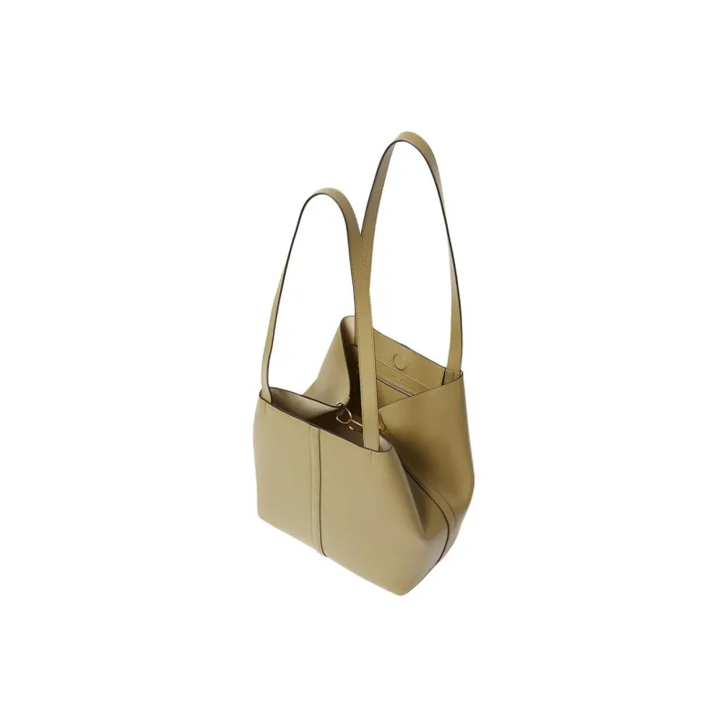 Vanessa Bruno Cow Leather Tote Bag, Shopping Bag, Shoulder Bag Trumpets Women's Olive Green-3