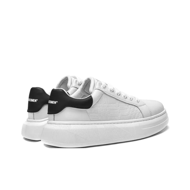 Meixi Lightweight Breathable Height Increasing Low Top Skateboard Shoes Men's White-3