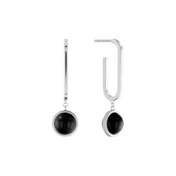 Tommy Hilfiger Stainless Steel, Agate Earrings Unisex Silver