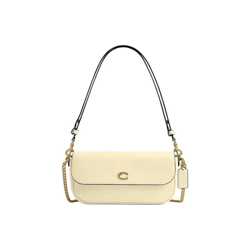 COACH Leather Shoulder Bag Medium Size Women's Yellow