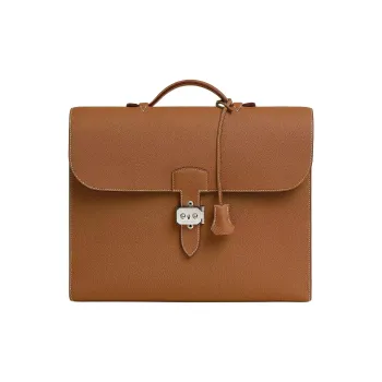 HERMES Sac A Depeches Togo Calfskin Business Bag Handbag Briefcase Regular Men's 37Gold Gold Brown