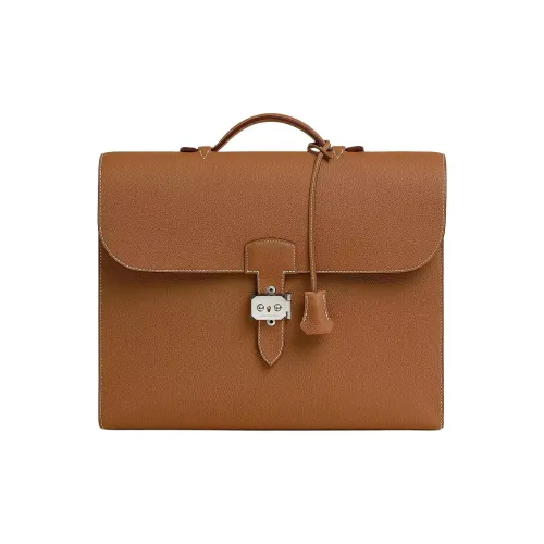 HERMES Sac A Depeches Togo Calfskin Business Bag Handbag Briefcase Regular Men's 37Gold Gold Brown