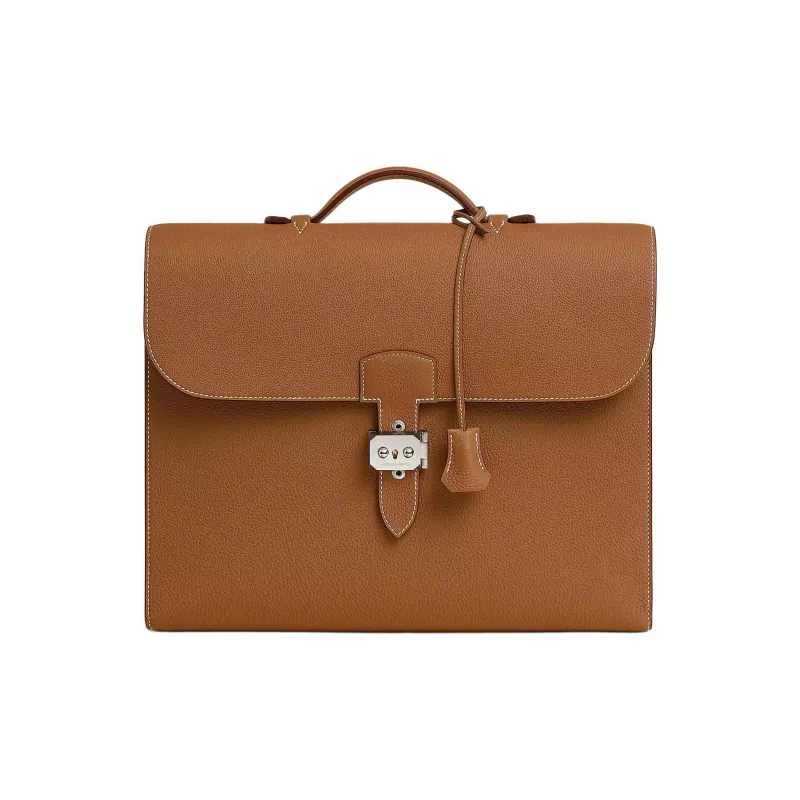 HERMES Sac A Depeches Togo Calfskin Business Bag Handbag Briefcase Regular Men's 37Gold Gold Brown-0
