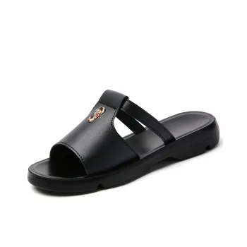 Reivanti PU Polyurethane Slip Resistant Slide Slippers Women's Black