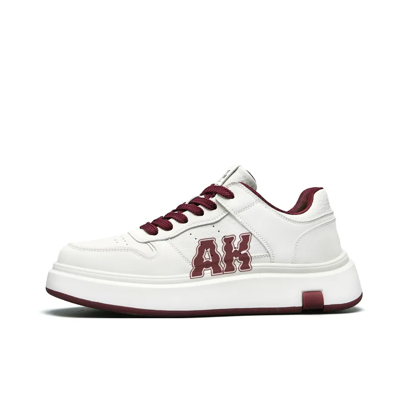 AOKANG Air Force One Series Skateboard Shoes Men Low Top White Red, White Brown-15