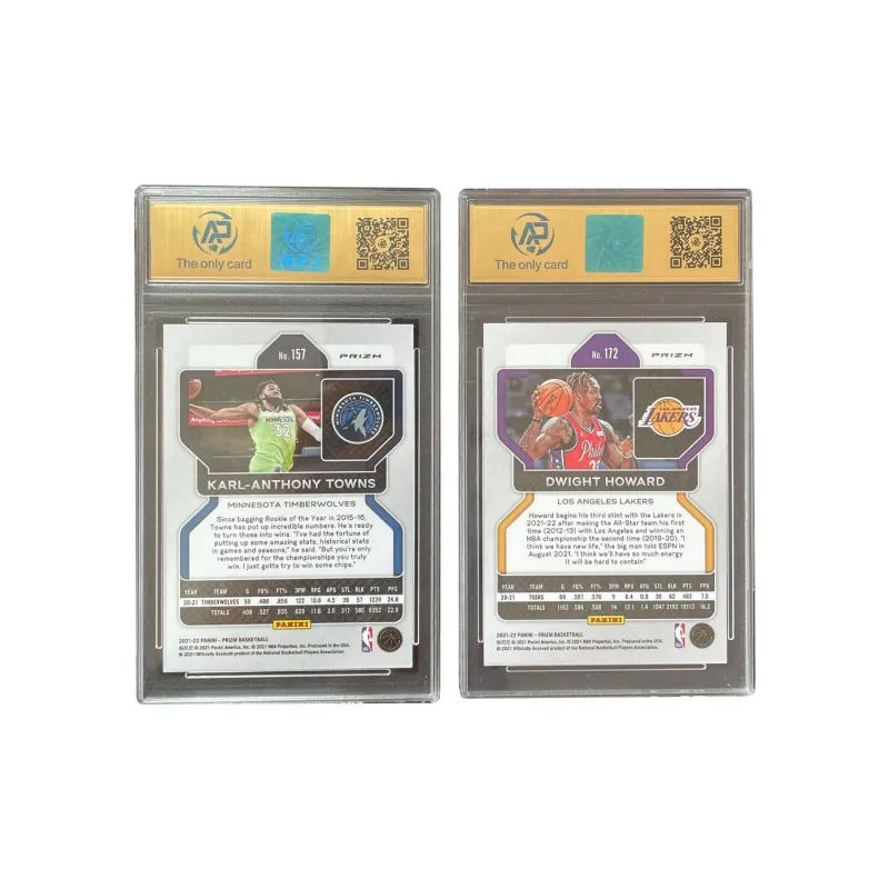PANINI 2021 22 Card Pass Prizm Timberwolves Lakers Anthony Towns Silver Fold Howard Green Fold RPA Graded Cards 2 Pcs-1