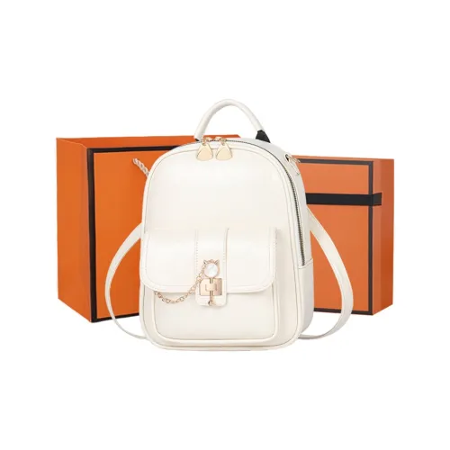 PINK·LAND PU Backpack Regular Women's White/Ecru/Khaki/Earth Yellow/Brown/Red/Black