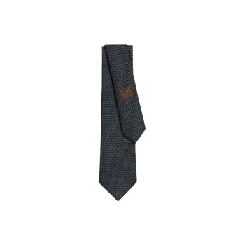 HERMES Mulberry Silk Ties Men's Black