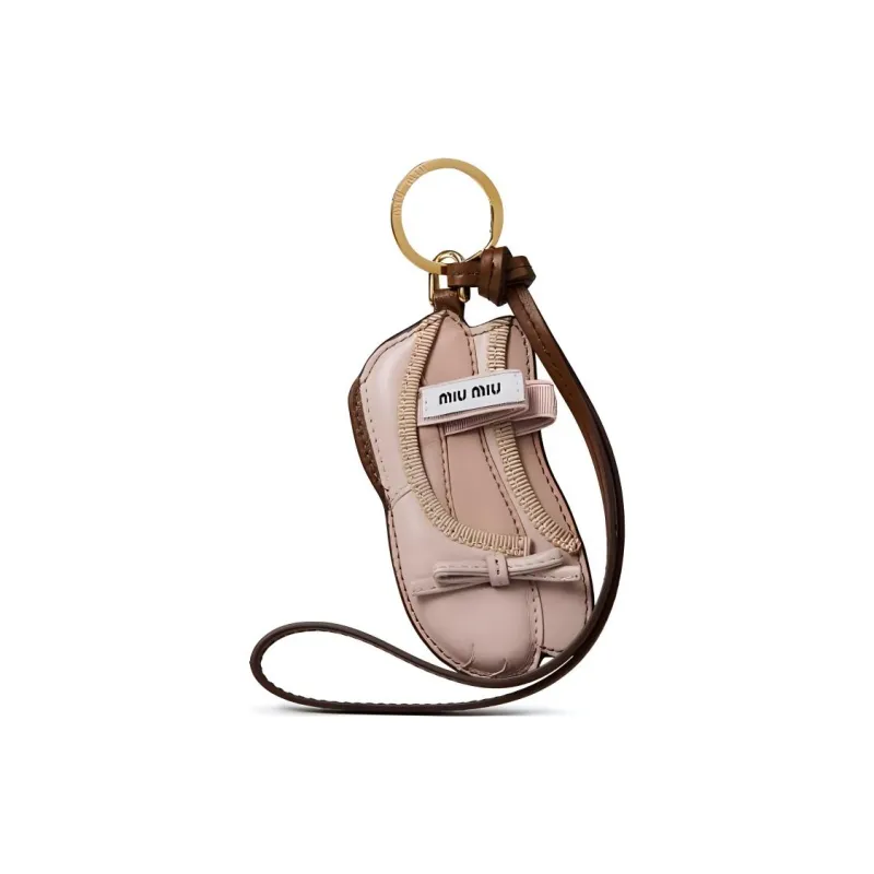MIU MIU Leather Keychain Charm Bag Accessory Women's Water Lily Color-1